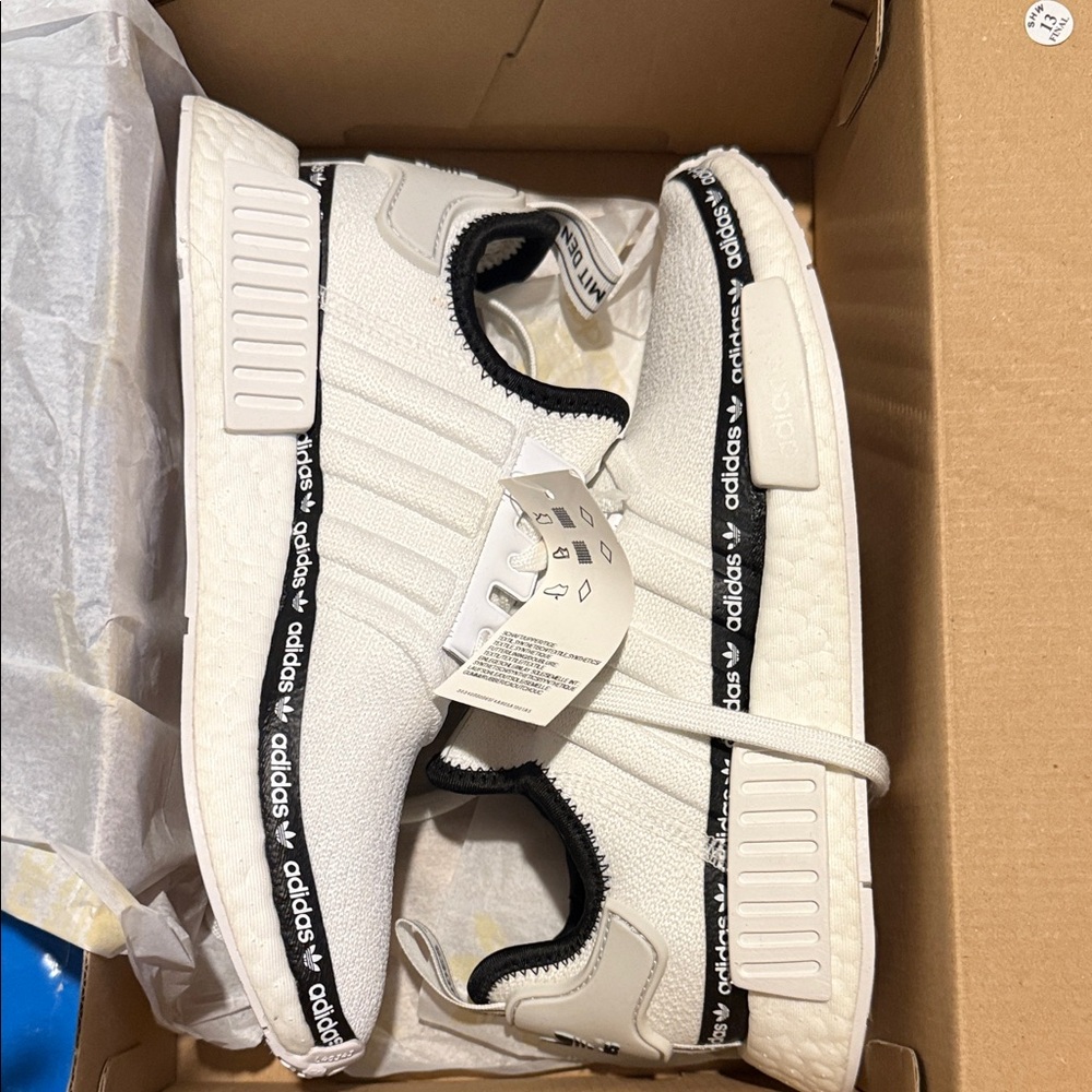 Adidas NMD R1 White with Black Trim Sneakers